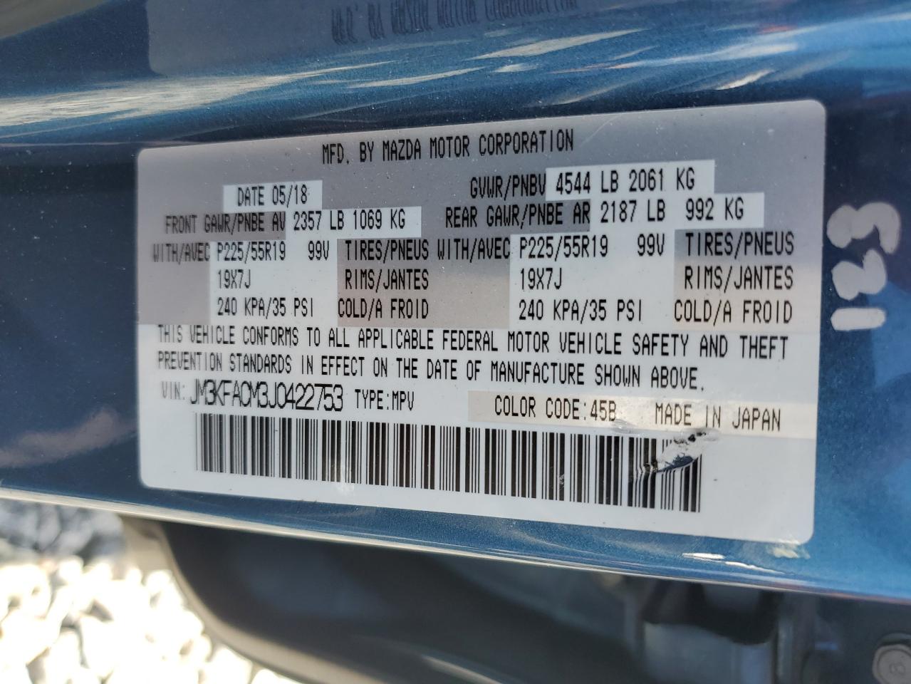2018 Mazda Cx-5 Touring VIN: JM3KFACM3J0422753 Lot: 56983715
