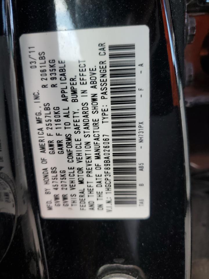 2011 Honda Accord Exl VIN: 1HGCP3F89BA026067 Lot: 56139485