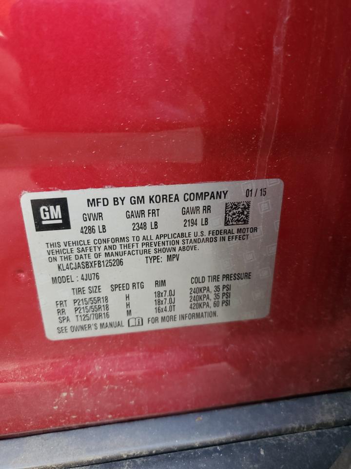 2015 Buick Encore VIN: KL4CJASBXFB125206 Lot: 57885255