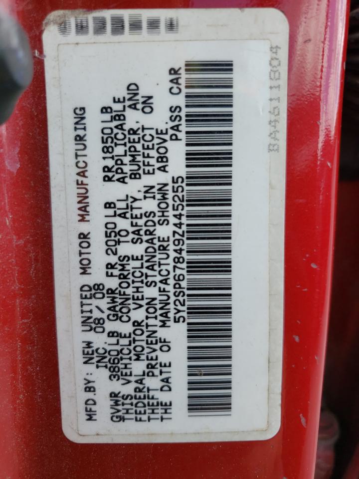 2009 Pontiac Vibe VIN: 5Y2SP67849Z445255 Lot: 55554535