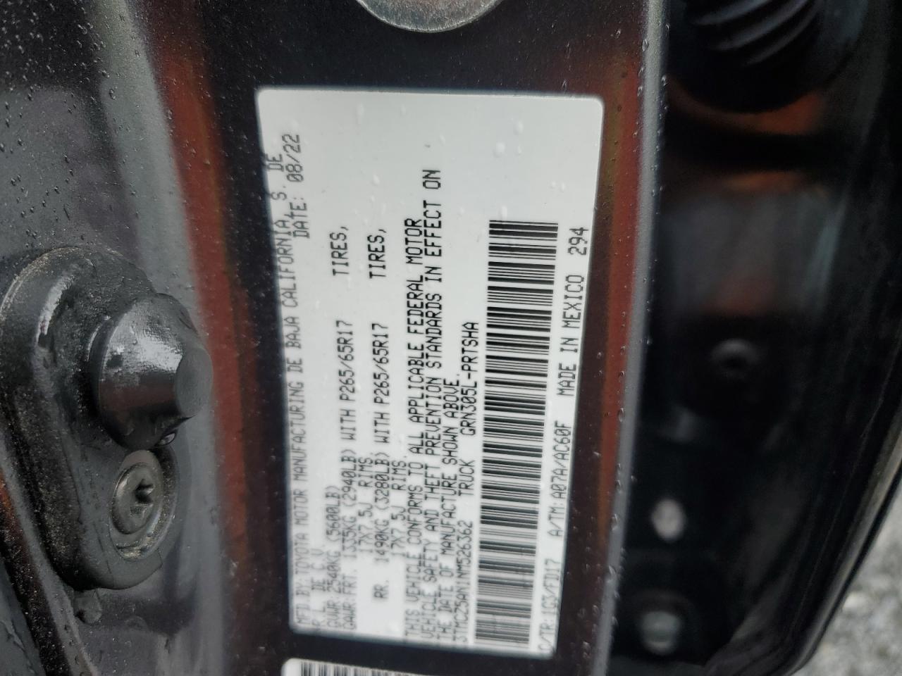 2022 Toyota Tacoma Double Cab VIN: 3TMCZ5AN1NM526362 Lot: 55256815