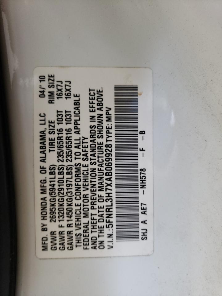 2010 Honda Odyssey Exl VIN: 5FNRL3H7XAB069928 Lot: 56839425