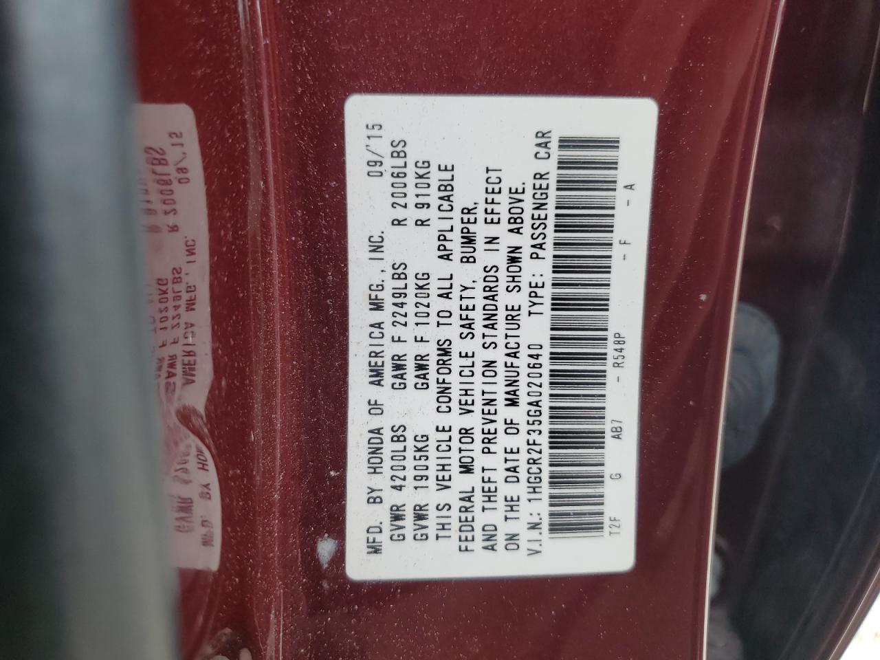 2016 Honda Accord Lx VIN: 1HGCR2F35GA020640 Lot: 56877135