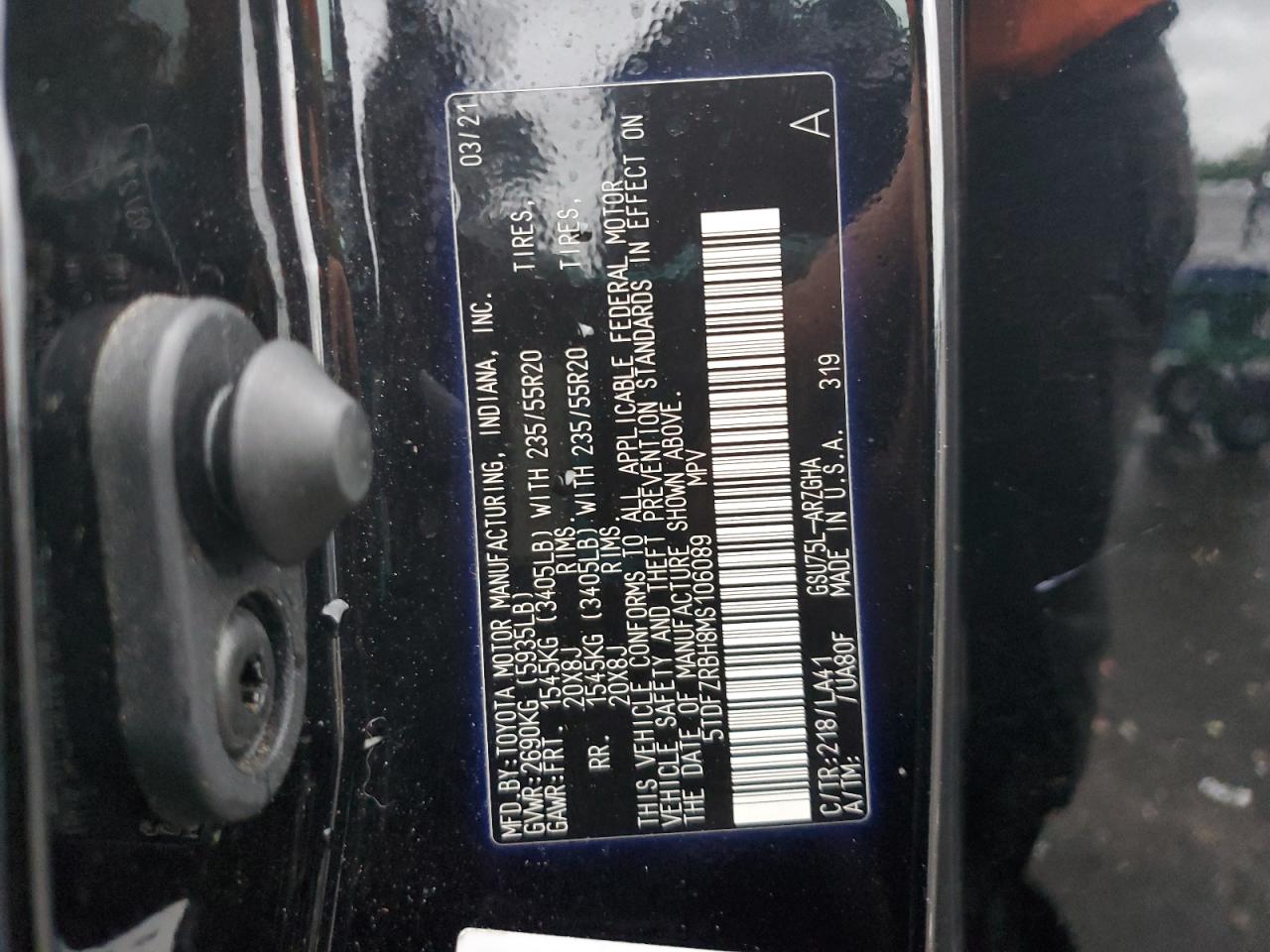 2021 Toyota Highlander Platinum VIN: 5TDFZRBH8MS106089 Lot: 56847365