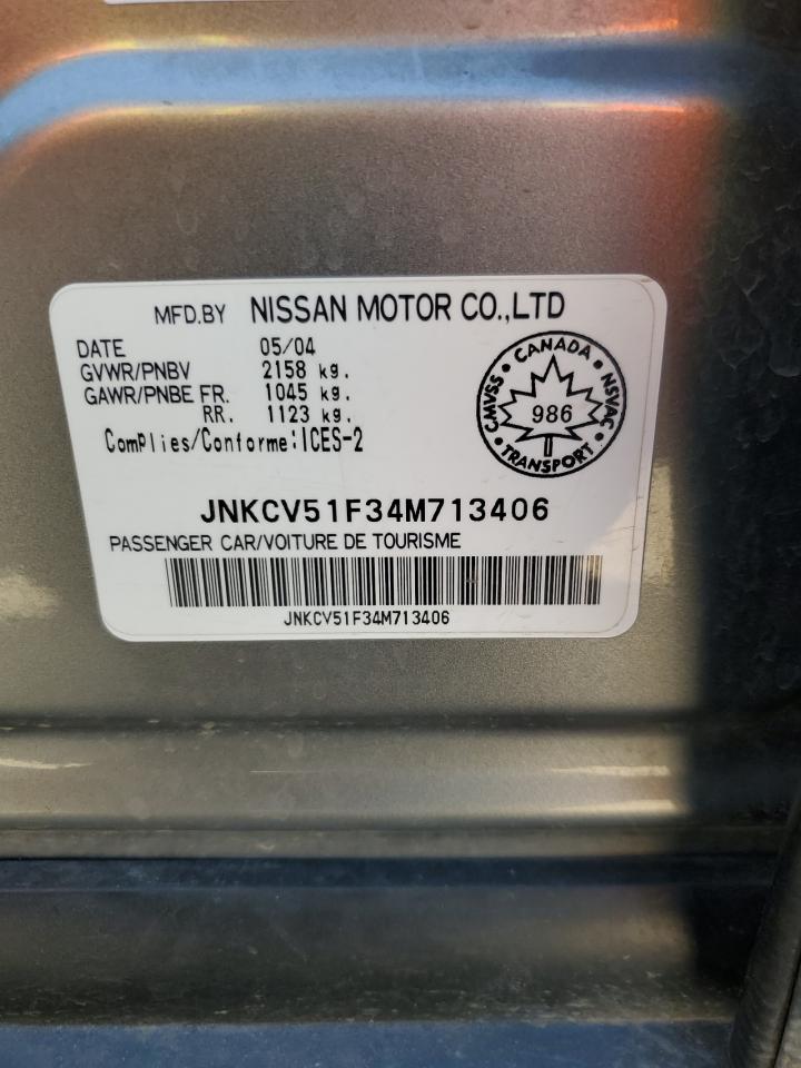 2004 Infiniti G35 VIN: JNKCV51F34M713406 Lot: 58996335