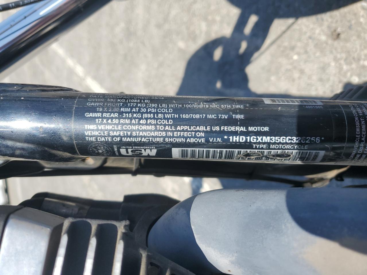 2016 Harley-Davidson Fxdb Dyna Street Bob VIN: 1HD1GXM35GC326266 Lot: 58953795