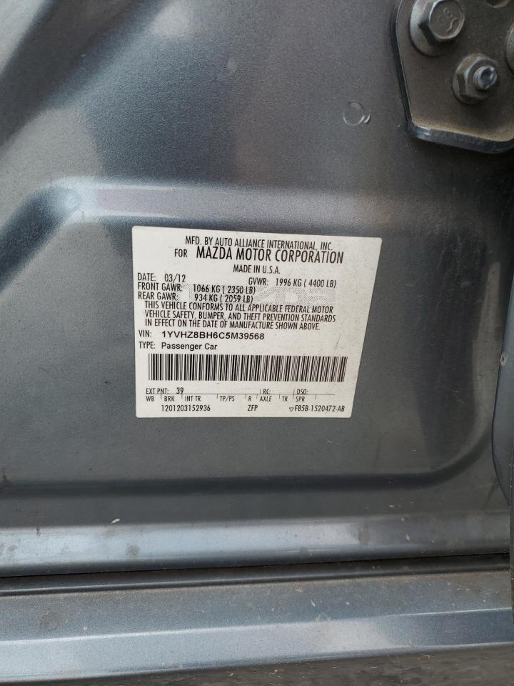 2012 Mazda 6 I VIN: 1YVHZ8BH6C5M39568 Lot: 57472295