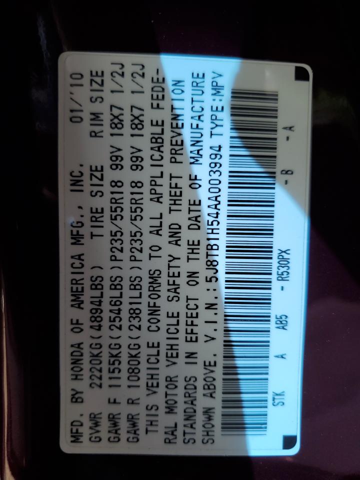 2010 Acura Rdx Technology VIN: 5J8TB1H54AA003994 Lot: 56669795