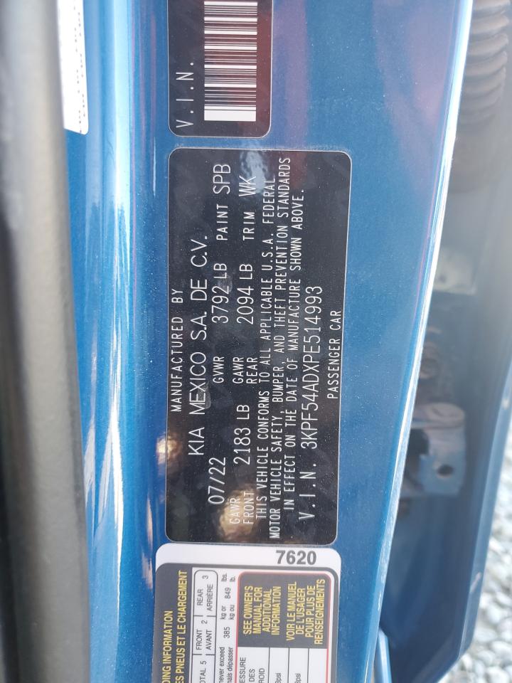 2023 Kia Forte Gt Line VIN: 3KPF54ADXPE514993 Lot: 57074785