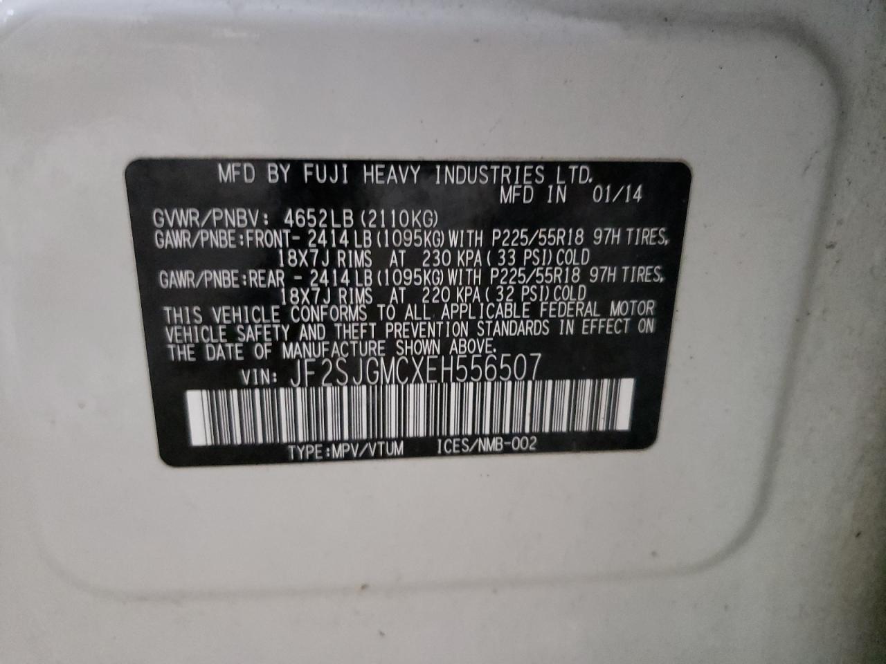 2014 Subaru Forester 2.0Xt Touring VIN: JF2SJGMCXEH556507 Lot: 56584515