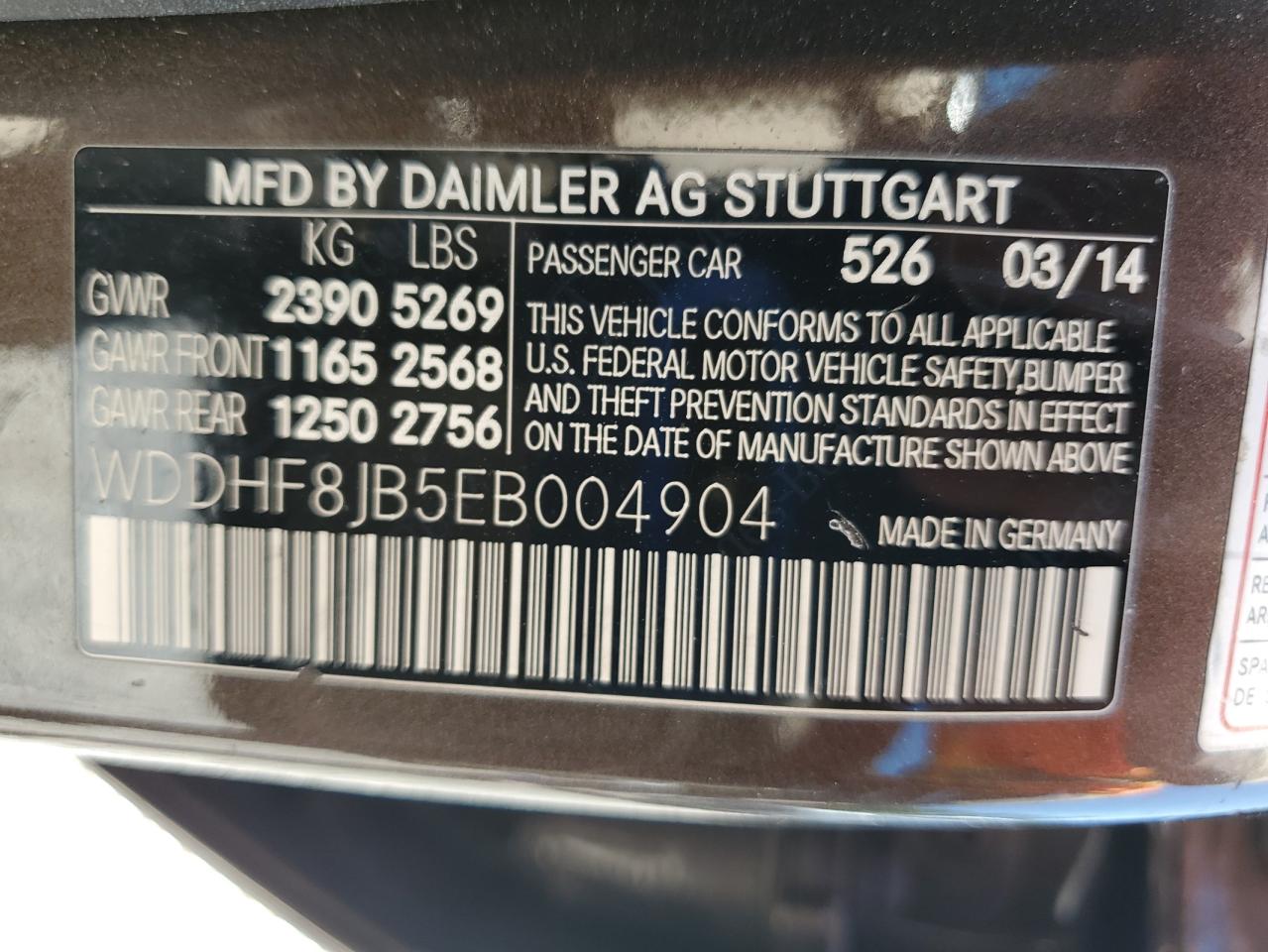 2014 Mercedes-Benz E 350 4Matic VIN: WDDHF8JB5EB004904 Lot: 56923425