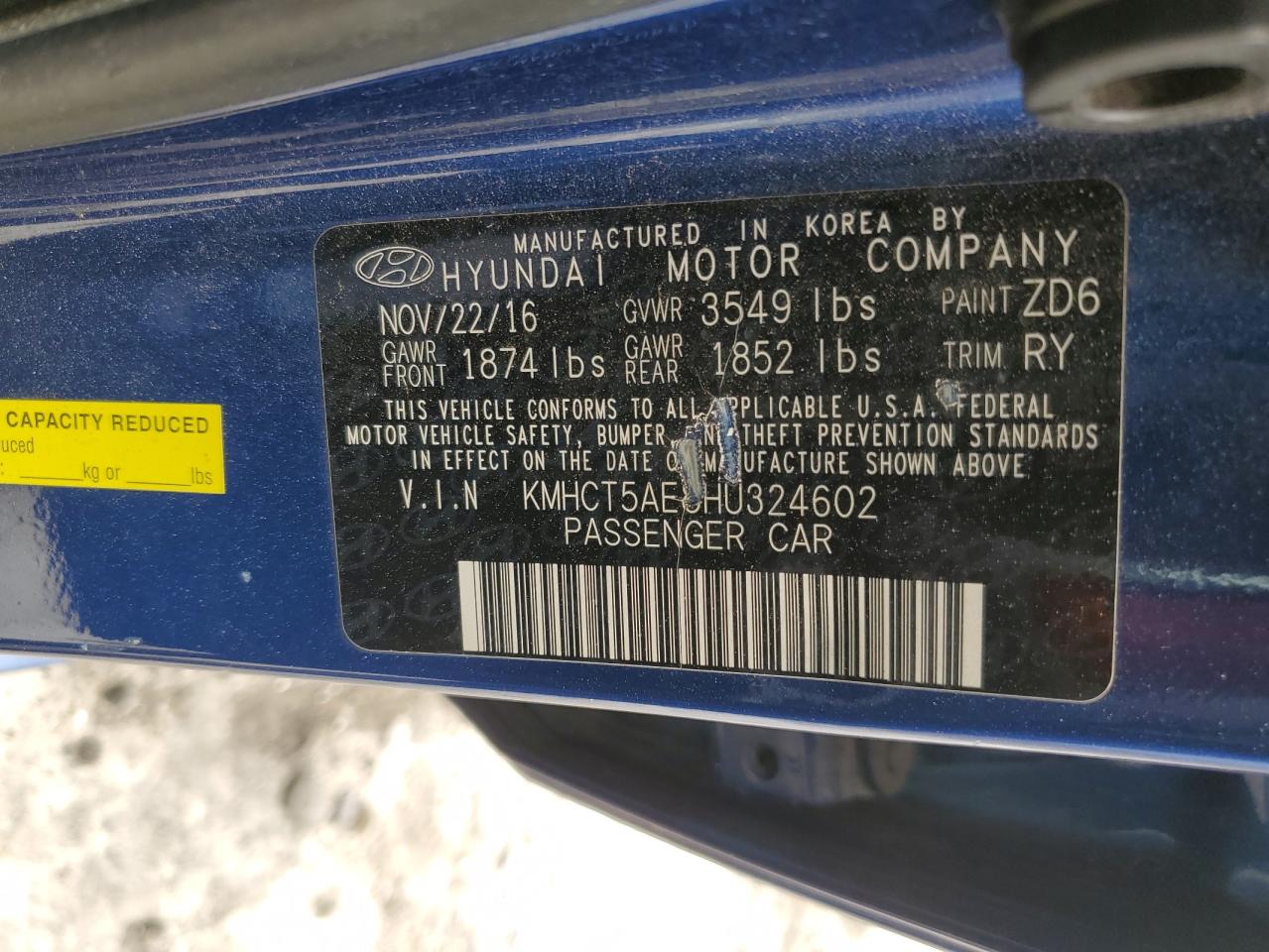 2017 Hyundai Accent Se VIN: KMHCT5AE8HU324602 Lot: 56875435