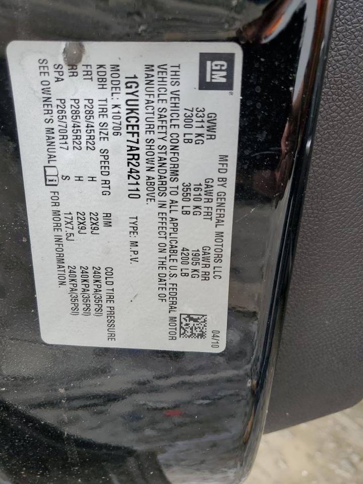 2010 Cadillac Escalade Premium VIN: 1GYUKCEF7AR242110 Lot: 58755955