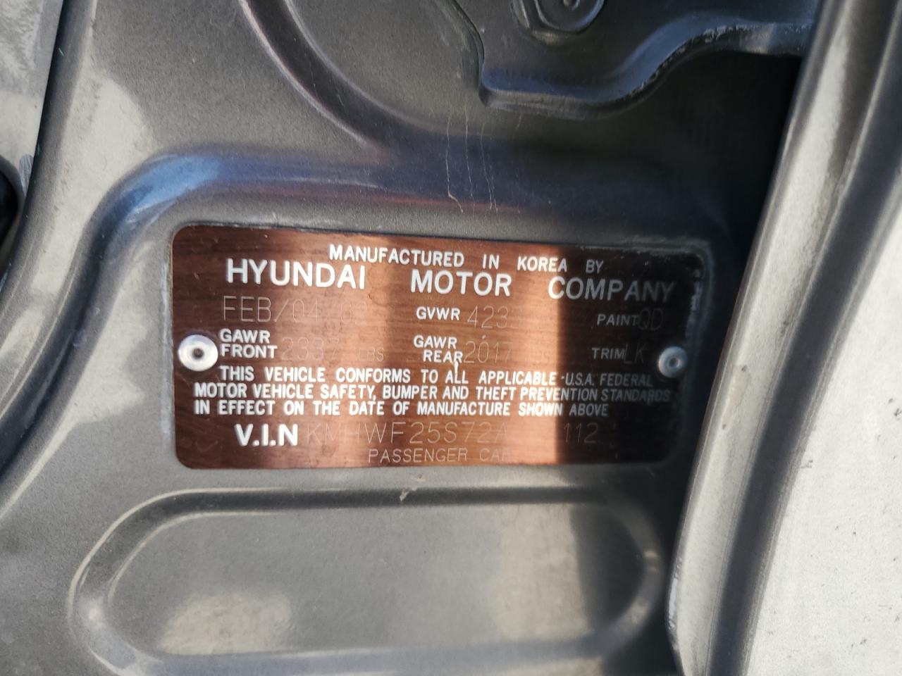 2002 Hyundai Sonata Gl VIN: KMHWF25S72A624112 Lot: 56196195