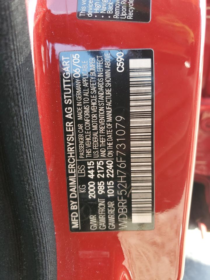 2006 Mercedes-Benz C 230 VIN: WDBRF52H76F731079 Lot: 69211615