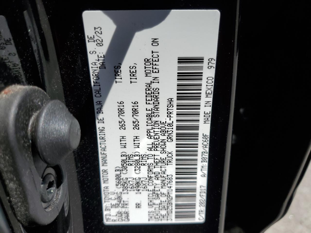 2023 Toyota Tacoma Double Cab VIN: 3TMDZ5BN2PM147683 Lot: 57801305