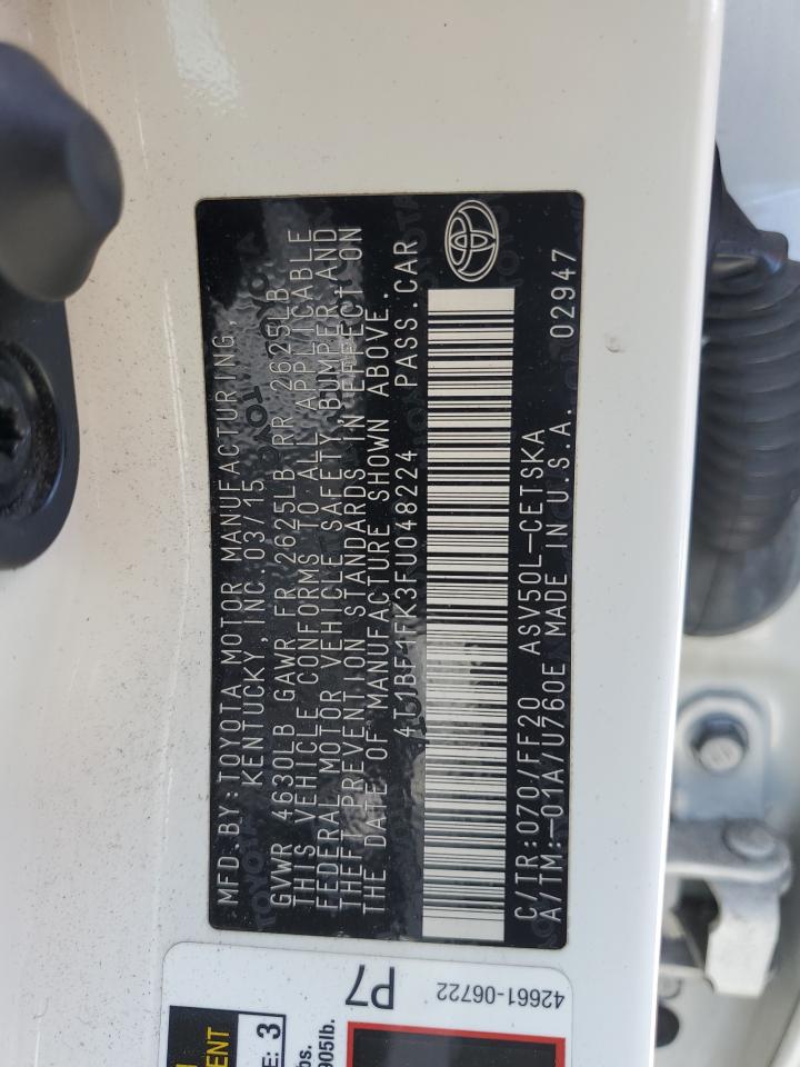 2015 Toyota Camry Le VIN: 4T1BF1FK3FU048224 Lot: 56067275