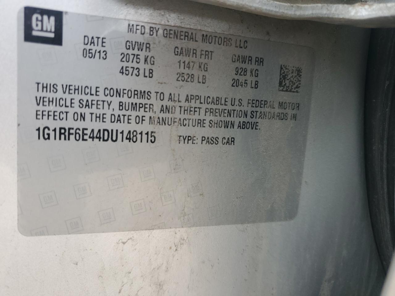 2013 Chevrolet Volt VIN: 1G1RF6E44DU148115 Lot: 55964825