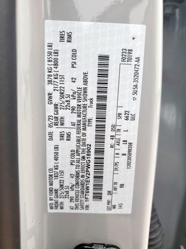 2023 Ford F150 Lightning Pro VIN: 1FT6W1EV2PWG18902 Lot: 58089765