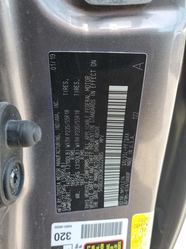 2019 Toyota Sienna Xle VIN: 5TDDZ3DC5KS222885 Lot: 56983835