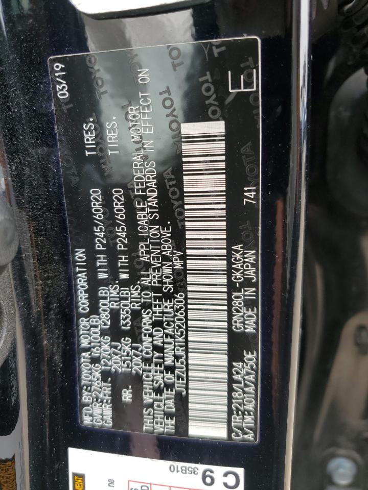 2019 Toyota 4Runner Sr5 VIN: JTEZU5JR1K5206306 Lot: 55649785