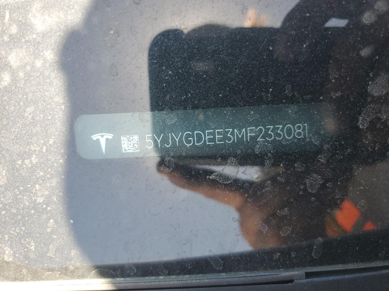 2021 Tesla Model Y VIN: 5YJYGDEE3MF233081 Lot: 59036945
