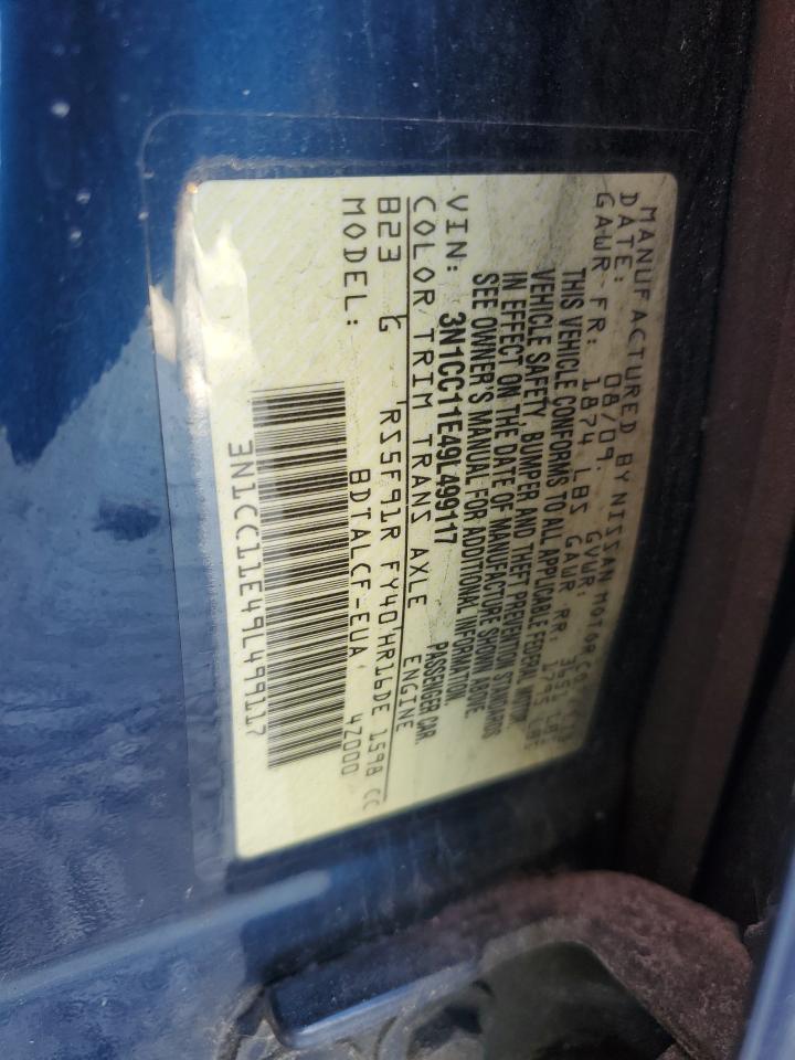 2009 Nissan Versa S VIN: 3N1CC11E49L499117 Lot: 56486285