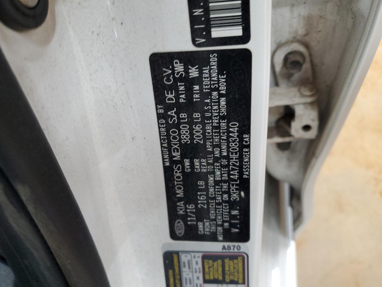 2017 Kia Forte Lx VIN: 3KPFL4A72HE083440 Lot: 55068815