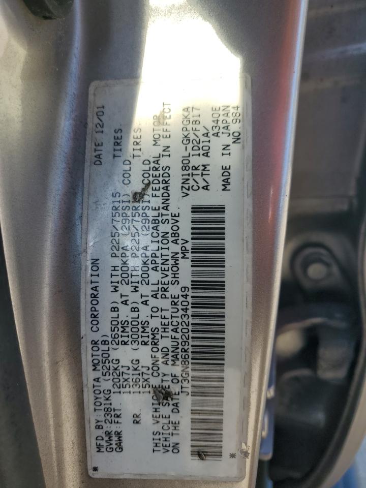 2002 Toyota 4Runner Sr5 VIN: JT3GN86R920234049 Lot: 56914075