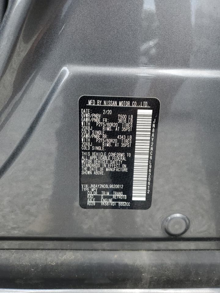 2020 Nissan Armada Sv VIN: JN8AY2NC6L9620612 Lot: 56426865