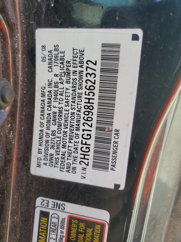 2008 Honda Civic Lx VIN: 2HGFG12698H562372 Lot: 55531105