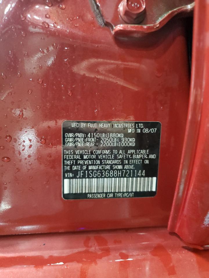 2008 Subaru Forester 2.5X VIN: JF1SG63688H721144 Lot: 56779235