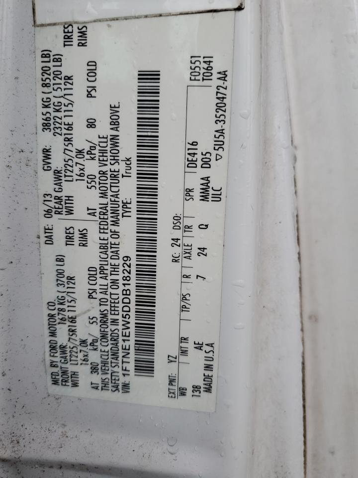 2013 Ford Econoline E150 Van VIN: 1FTNE1EW5DDB18229 Lot: 54203045