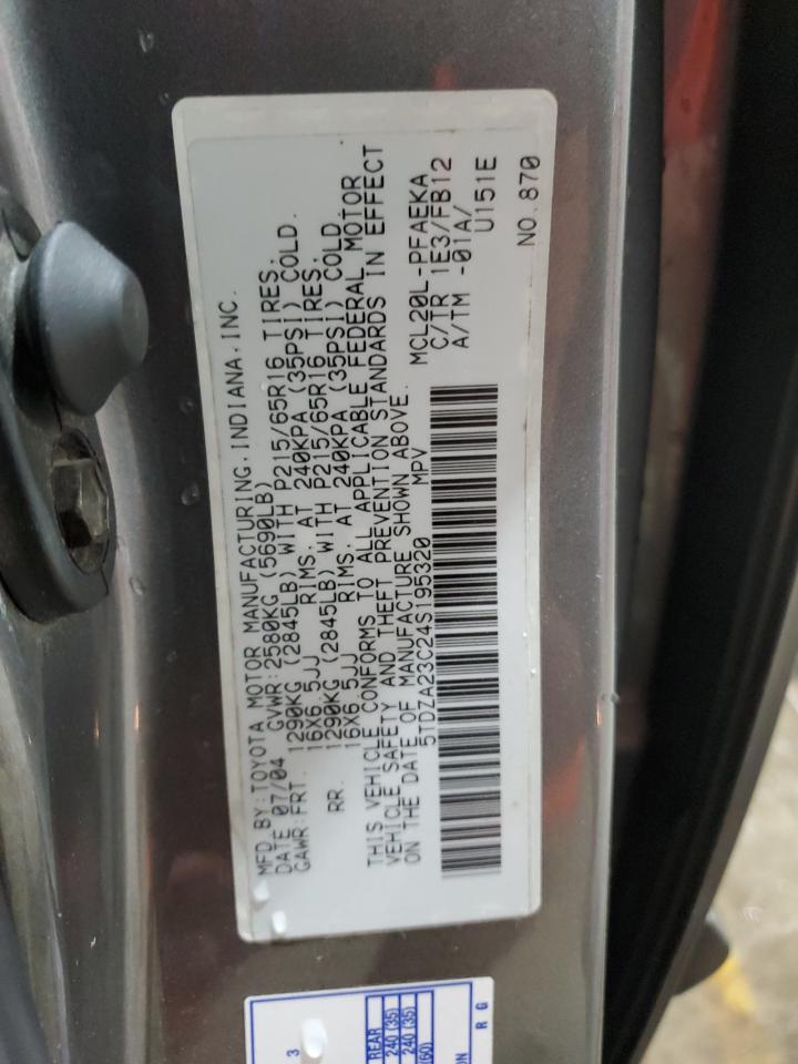 2004 Toyota Sienna Ce VIN: 5TDZA23C24S195320 Lot: 57475535