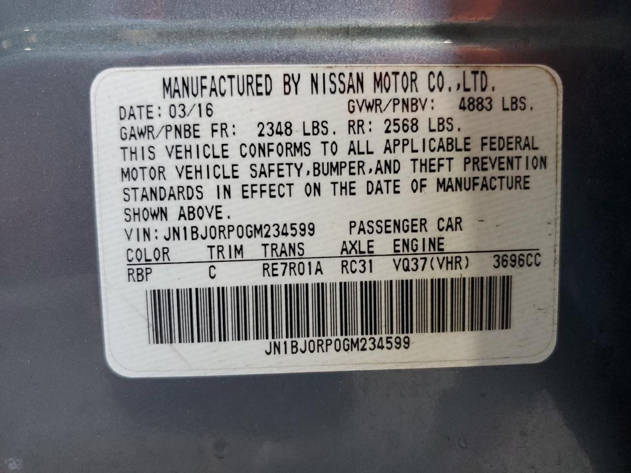 2016 Infiniti Qx50 VIN: JN1BJ0RP0GM234599 Lot: 56629445