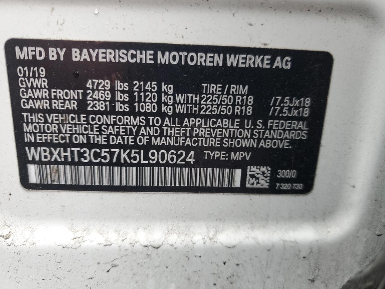 2019 BMW X1 xDrive28I VIN: WBXHT3C57K5L90624 Lot: 57561705