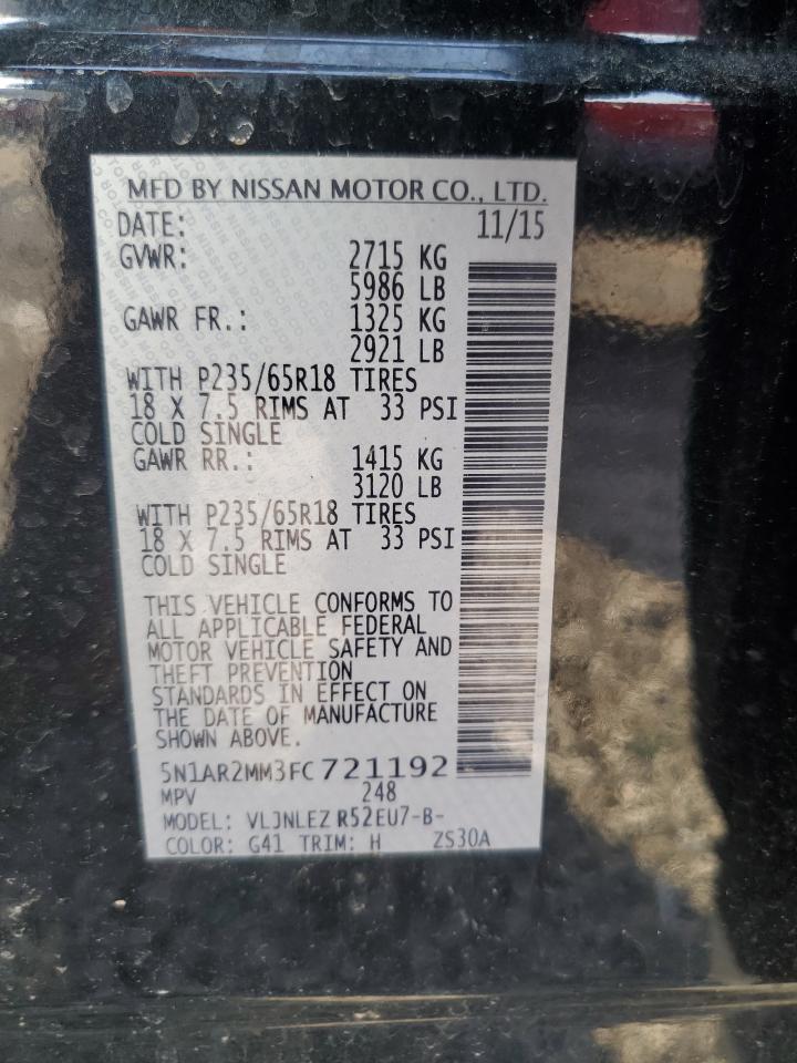 2015 Nissan Pathfinder S VIN: 5N1AR2MM3FC721192 Lot: 56465635