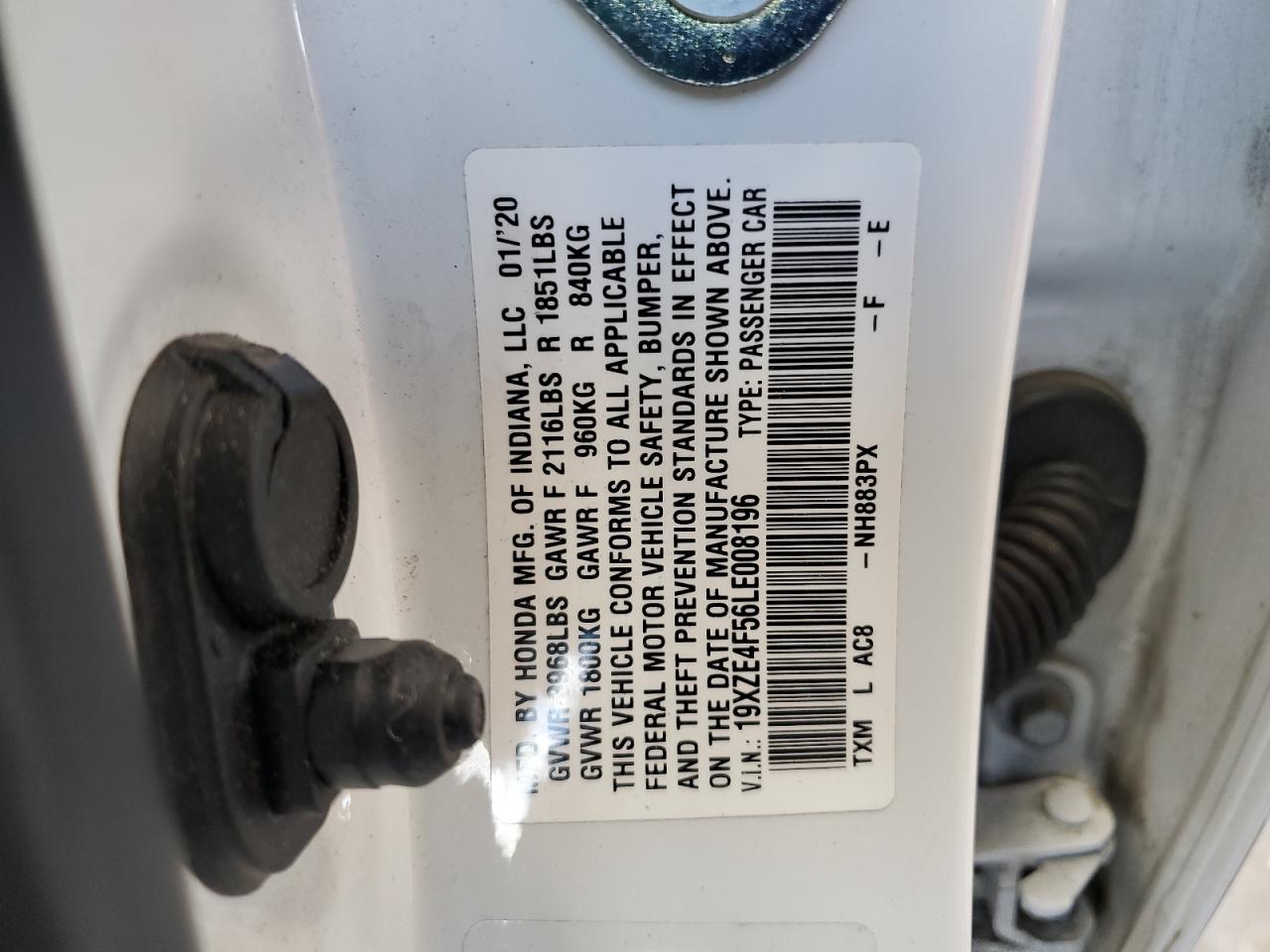 2020 Honda Insight Ex VIN: 19XZE4F56LE008196 Lot: 57975545