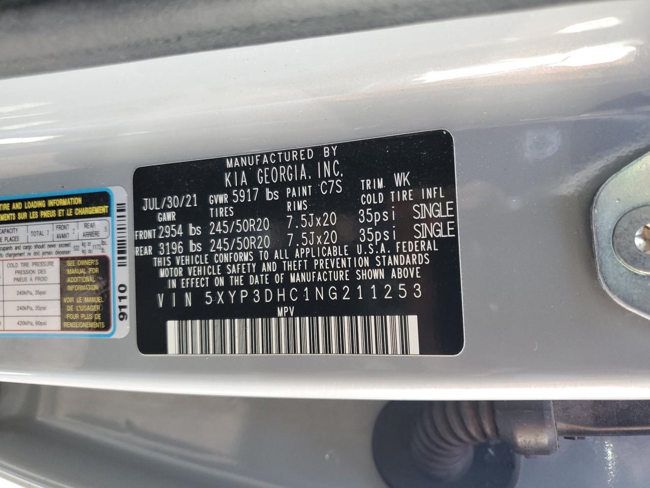 2022 Kia Telluride Ex VIN: 5XYP3DHC1NG211253 Lot: 56761915