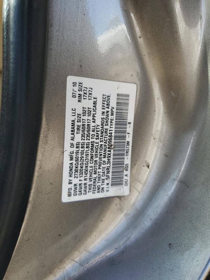 2010 Honda Odyssey Touring VIN: 5FNRL3H9XAB096841 Lot: 56925755