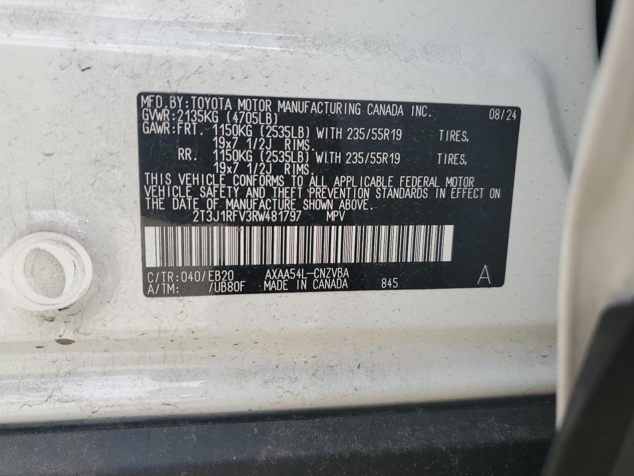 2024 Toyota Rav4 Adventure VIN: 2T3J1RFV3RW481797 Lot: 56911645