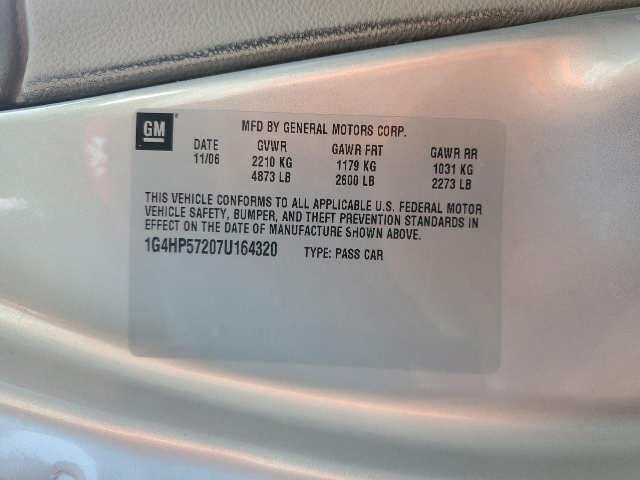 2007 Buick Lucerne Cx VIN: 1G4HP57207U164320 Lot: 56510825