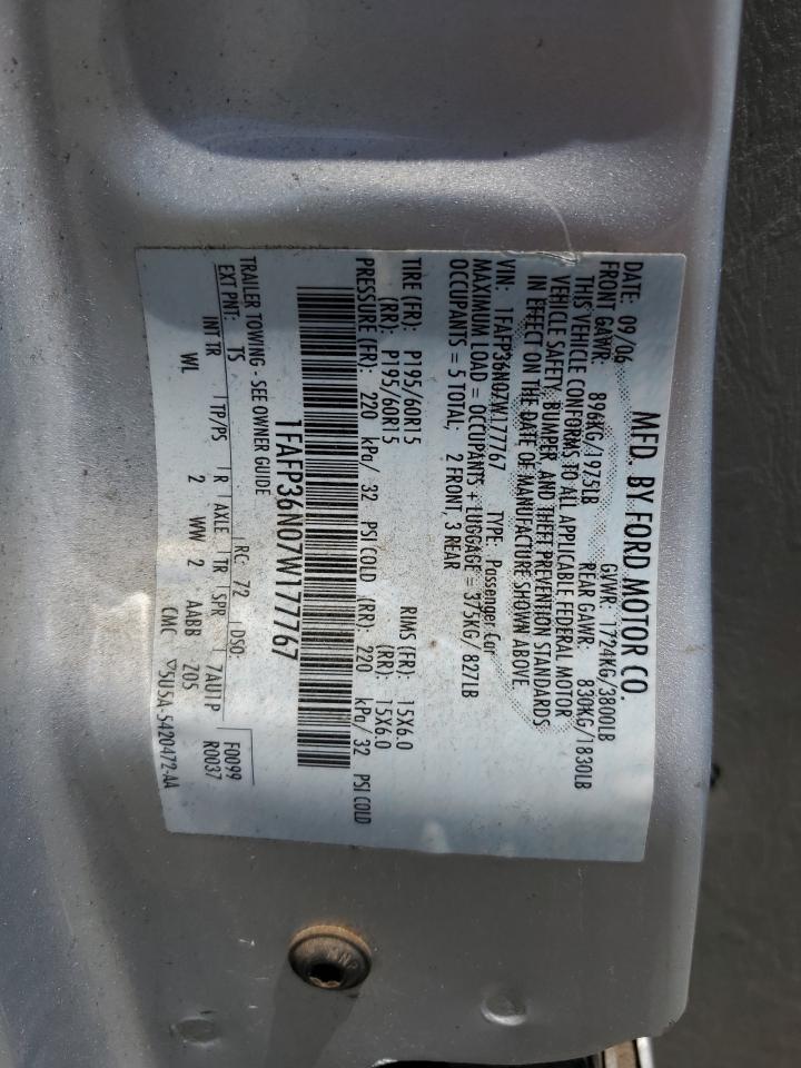 2007 Ford Focus Zxw VIN: 1FAFP36N07W177767 Lot: 56370345