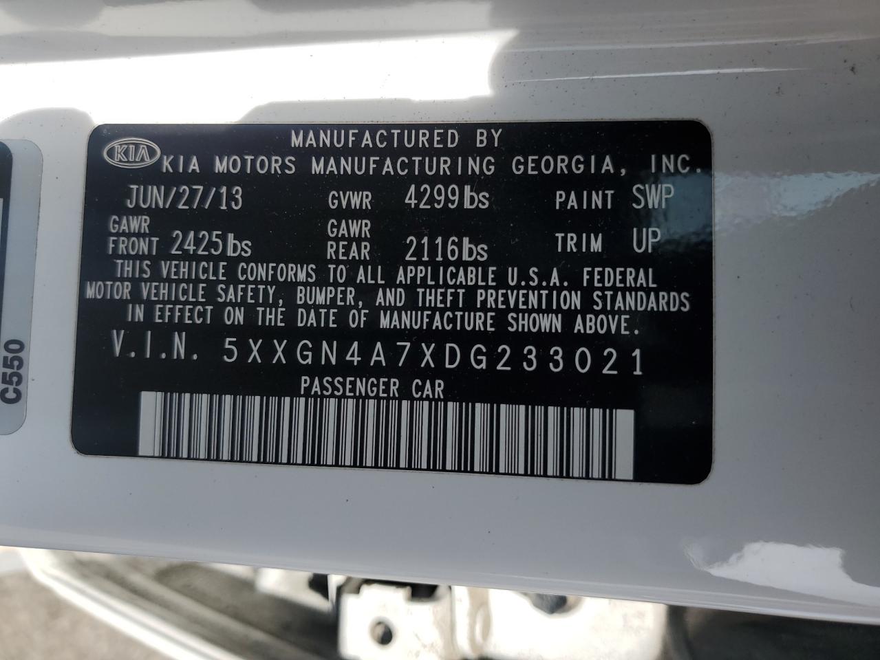 2013 Kia Optima Ex VIN: 5XXGN4A7XDG233021 Lot: 56716815