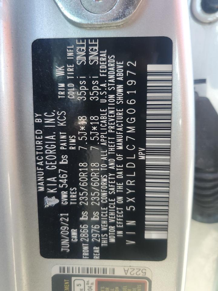 2021 Kia Sorento S VIN: 5XYRLDLC7MG061972 Lot: 55946905