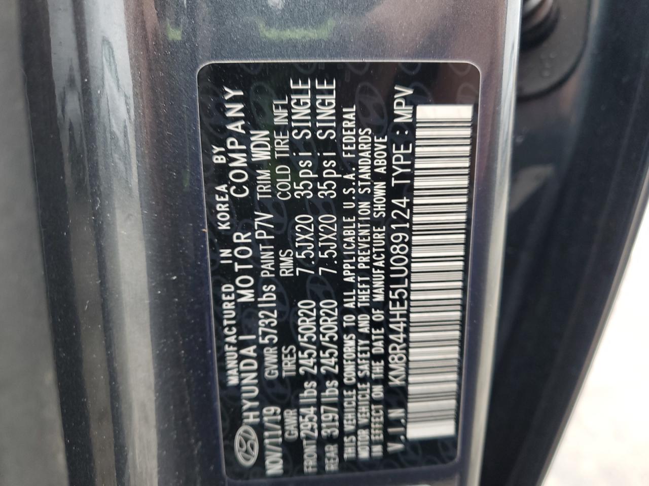 2020 Hyundai Palisade Sel VIN: KM8R44HE5LU089124 Lot: 56408465