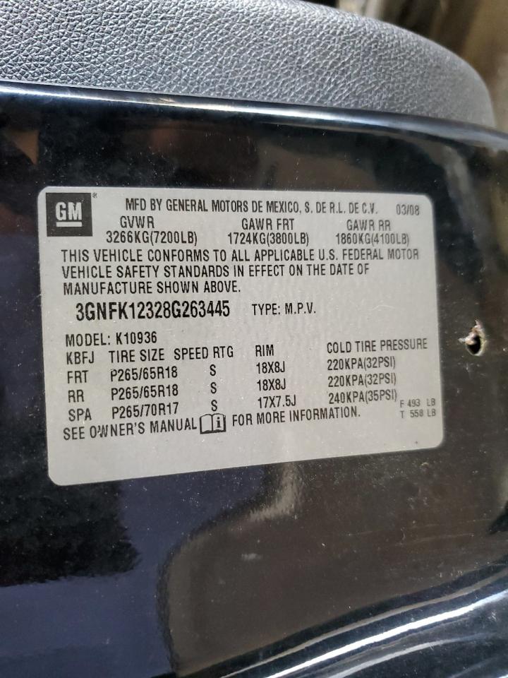 2008 Chevrolet Avalanche K1500 VIN: 3GNFK12328G263445 Lot: 55815955
