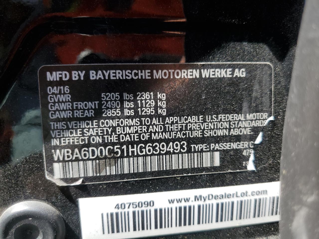 2017 BMW 640 I Gran Coupe VIN: WBA6D0C51HG639493 Lot: 57729235