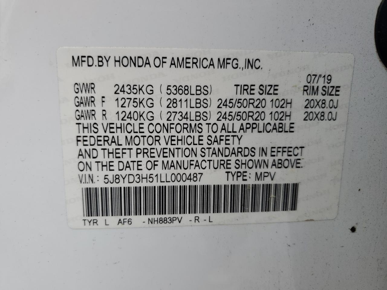 2020 Acura Mdx Technology VIN: 5J8YD3H51LL000487 Lot: 56923565