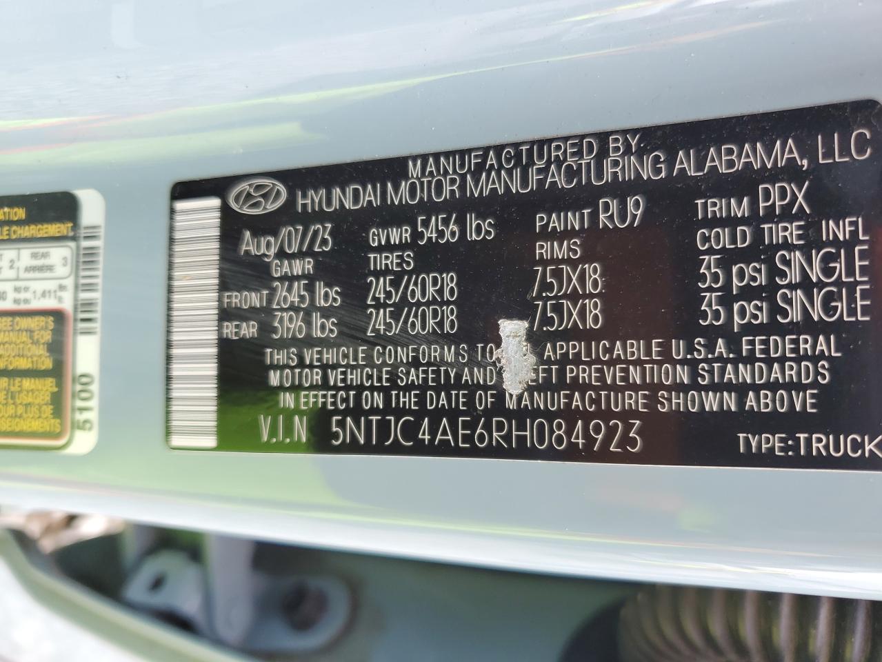 2024 Hyundai Santa Cruz Sel VIN: 5NTJC4AE6RH084923 Lot: 56414945